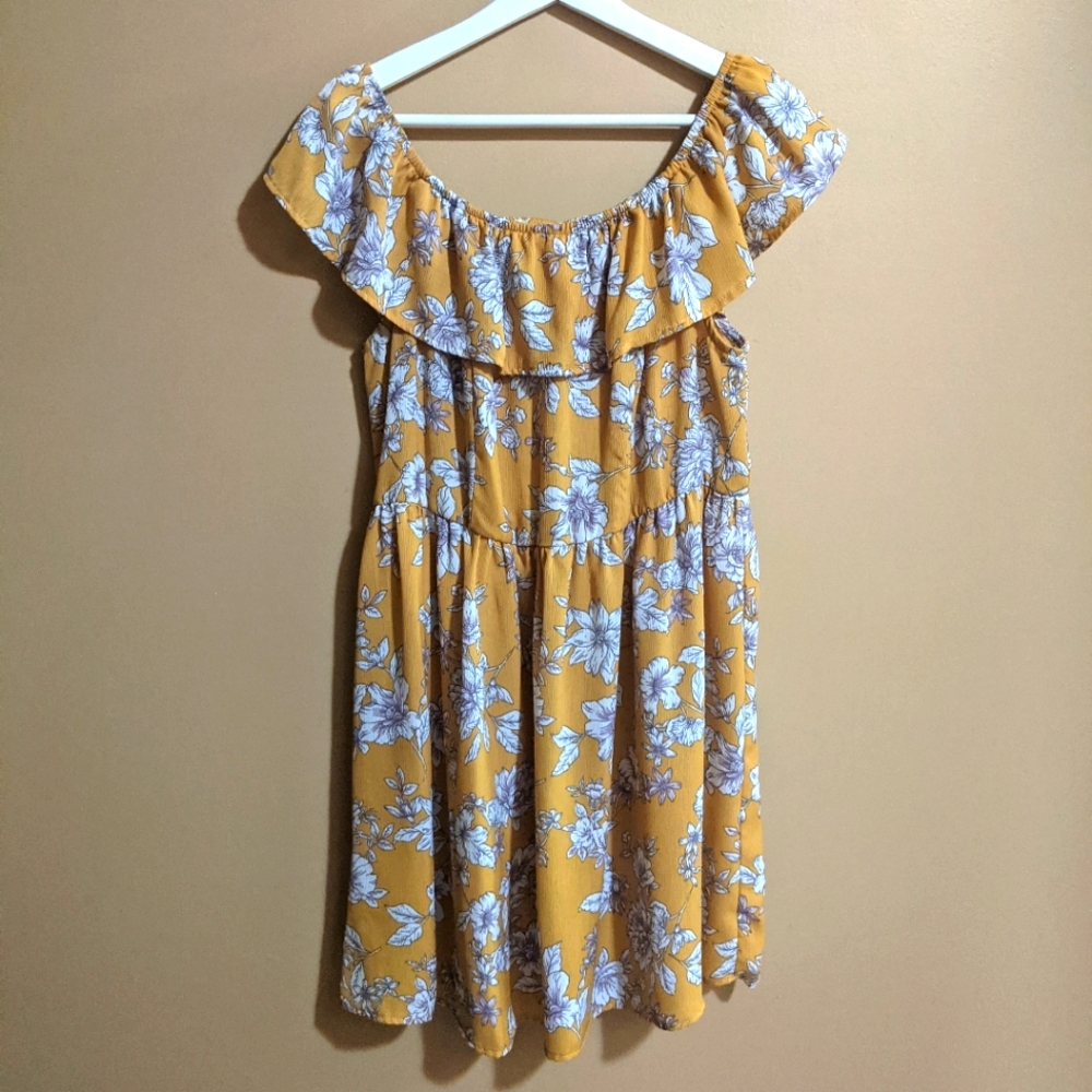 Yellow off the shoulder sundress